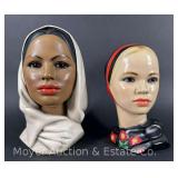 (2) Marwal Busts of Women, Chalkware, 8.5'-10'h