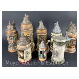 (8) German Beer Steins, 6'-12'h