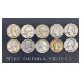 (10) Washington Silver Quarters