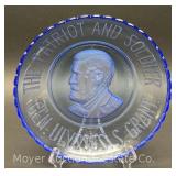The Patriot and Soldier General Ulysses S. Grant Blue Uranium Glass Collector Bowl, 9.5'w