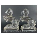 Pair of Glass Horse Bookends, 8'h
