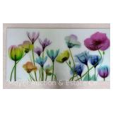 Albert Koetsier Floral X-Ray Style Artwork on Glass, Artist Signed, Frameless, 24"x47"