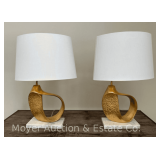 Pair of Table Lamps, Metal Bases, 23"h