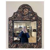Mixed Media Mosaic Style Wall Mirror, 33"x24" Overall