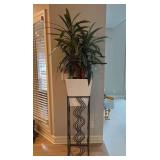 Faux Plant in Square White Planter with Metal Plant Stand, 76"h Overall
