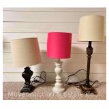 (3) Table Lamps, 19"-26"h