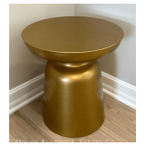Gold Tone Metal Side Table, 16" Round x 18" Tall