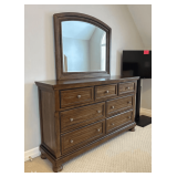 (7) Drawer Dresser with Mirror, 65"x18"x39.5"h, Mirror is 36"x42"
