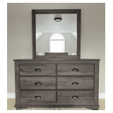 (6) Drawer Dresser with Mirror, 59"x17"x36"h, Mirror is 40"x40"