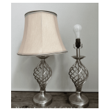 Pair of Metal Table Lamps with One Shade, 26"h