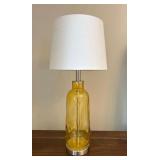 Pair of Yellow Blown Glass Style Table Lamps, 27"h