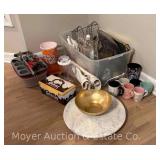 Group of Kitchenware: Mugs, Baking Dishes, Serving-ware, Etc.