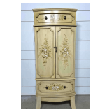 Floral Jewelry Armoire Double Door, Single Drawer, 18.5”x13”x44"h