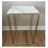 Marble Top Side Table, Gold Tone Metal Base, 18"x18"x28"h