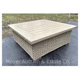 Resin Wicker Coffee Table, Metal Top 43”x43”x17”h
