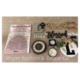 Group of Clocks, Word Art, Etc., 2.5"-18"h, Canvas 36”x24”