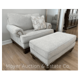 Large Wide Accent Chair with Ottoman, 54"w Overall