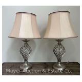 Pair of Metal Table Lamps, with Shades, 26"h