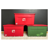 (3) 45 Gallon Plastic Storage Totes with Lids