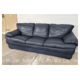 Natuzzi Navy Blue Leather Sofa, 96” Wide