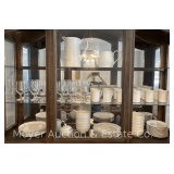 Group of Dishes, Stemware, and Pitchers, 64 Pieces Total, Place Settings for 12