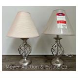 Pair of Metal Table Lamps, Mismatched Shades, 18"h