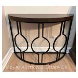 Curved Side Table, Metal Base, 31”x14”x43"h