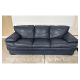 Natuzzi Navy Blue Leather Sofa, 96” Wide