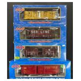 (4) Atlas O Freight Cars, with Boxes