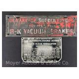 (2) Railroad Brake Signs, 8"-14"w