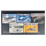 (5) Monogram Plastic Model Plane Kits, 1/48 Scale, with Original Boxes