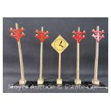 (5) Pre-war Tin Telephone Poles and Clock Sign