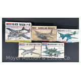 (5) Monogram Plastic Model Plane Kits, 1/48 Scale, with Original Boxes
