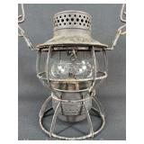 Dressel PRR Keystone Railroad Lantern, with Clear Etched PRR Keystone Globe, 9