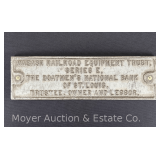 Wabash Railroad Equipment Trust Cast Iron Plaque, 17"x5"