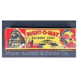Marx Right-O-Way Railroad Signs, with Original Box