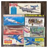 (7) Lindberg Plastic Model Plane Kits, Mostly 1/48 Scale, with Original Boxes