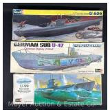 (3) Revell German Submarine Plastic Model Kits, with Original Boxes