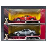 (2) Road Signature 1985 Pontiac Fiero GT 1:18 Scale Die-Cast Models, with Original Boxes