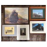Group of Railroad Photographs, Prints, and Artwork, 14"x11" - 18"x25"