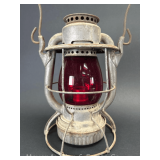 Dietz N.Y.C.S Railroad Lantern, with Red Embossed N.Y.C.S Globe, 10"h