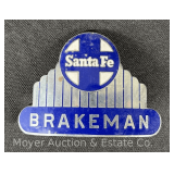 Santa Fe Railroad Brakeman Badge, 2.25"h