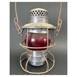 Adlake Belt Ry. Railroad Lantern, with Red Unmarked Globe, 9.5"h