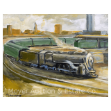 "Rail Terminal" by John Schweikhard Oil on Canvas, Artist Signed, Unframed 16"x20"