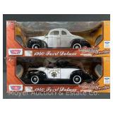 (2) MotorMax 1:18 Scale 1940 Ford Deluxe Die-Cast Models, with Original Boxes
