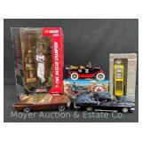 (2) Die-Cast Cars, Texaco Die-Cast Car, Gas Pump Bank and Dale Earnhardt Figure