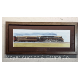 Gil Reid Print of Pennsylvania Railroad Locomotive, Framed 13"x29"