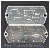 (2) Cast Iron Railroad Brake Cylinder Diagram Plaques, 5"x11"