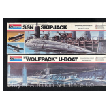 (2) Monogram Plastic Submarine Model Kits, with Original Boxes