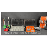 Group of Lionel Signals, Bumpers, Girder Bridge, Etc.